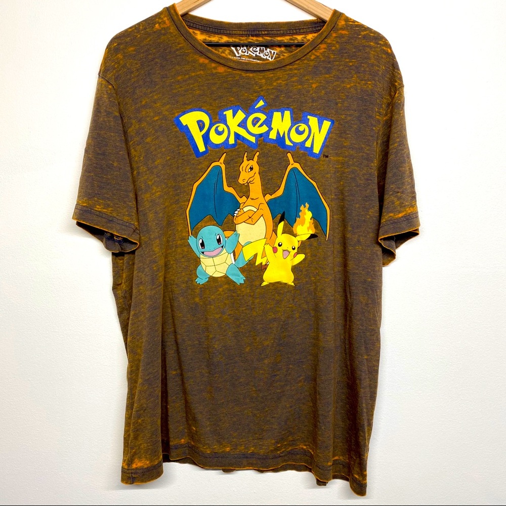 Pokemon Orange Distressed Tie Dye Shirt 2XL